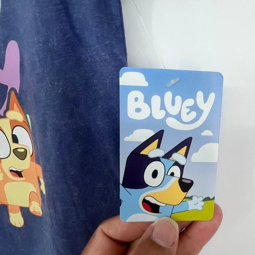 NWT Bluey Graphic T-Shirt Kids 3T Blue‎ Mineral Wash Bingo Short Sleeve Cartoon